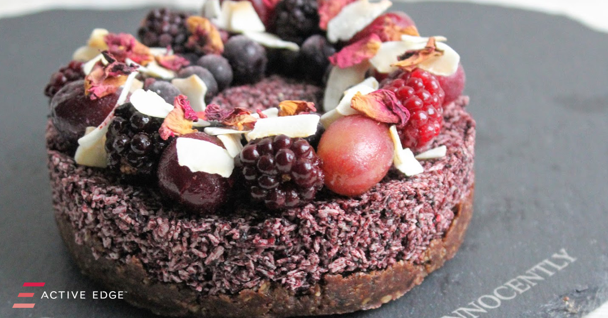 Coconut Berry Brownie Cake