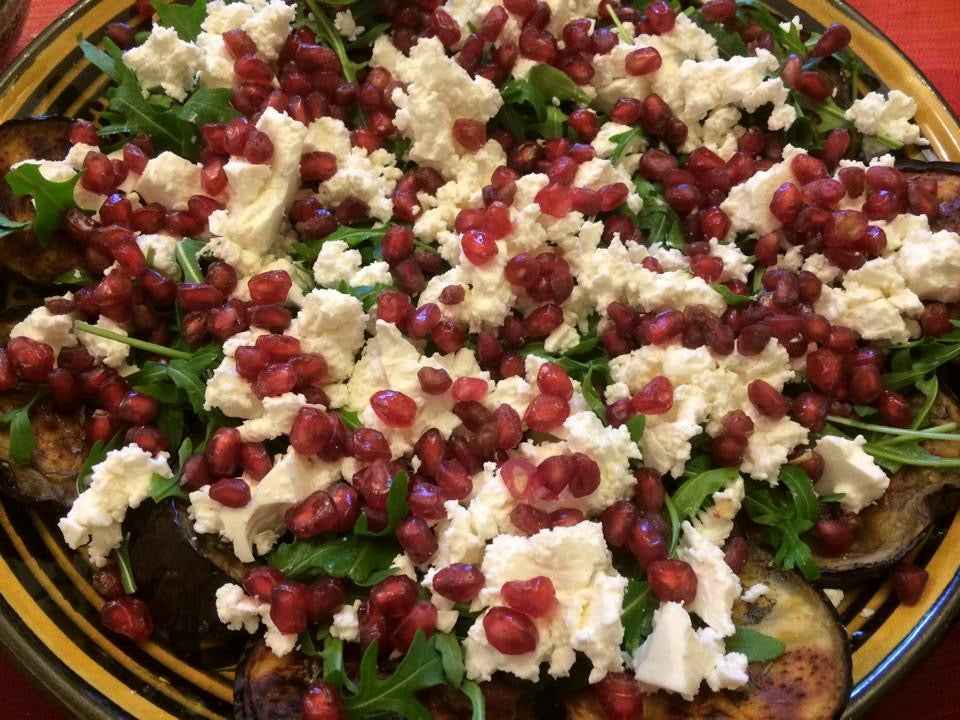 Grilled Aubergine and Pomegranate Salad