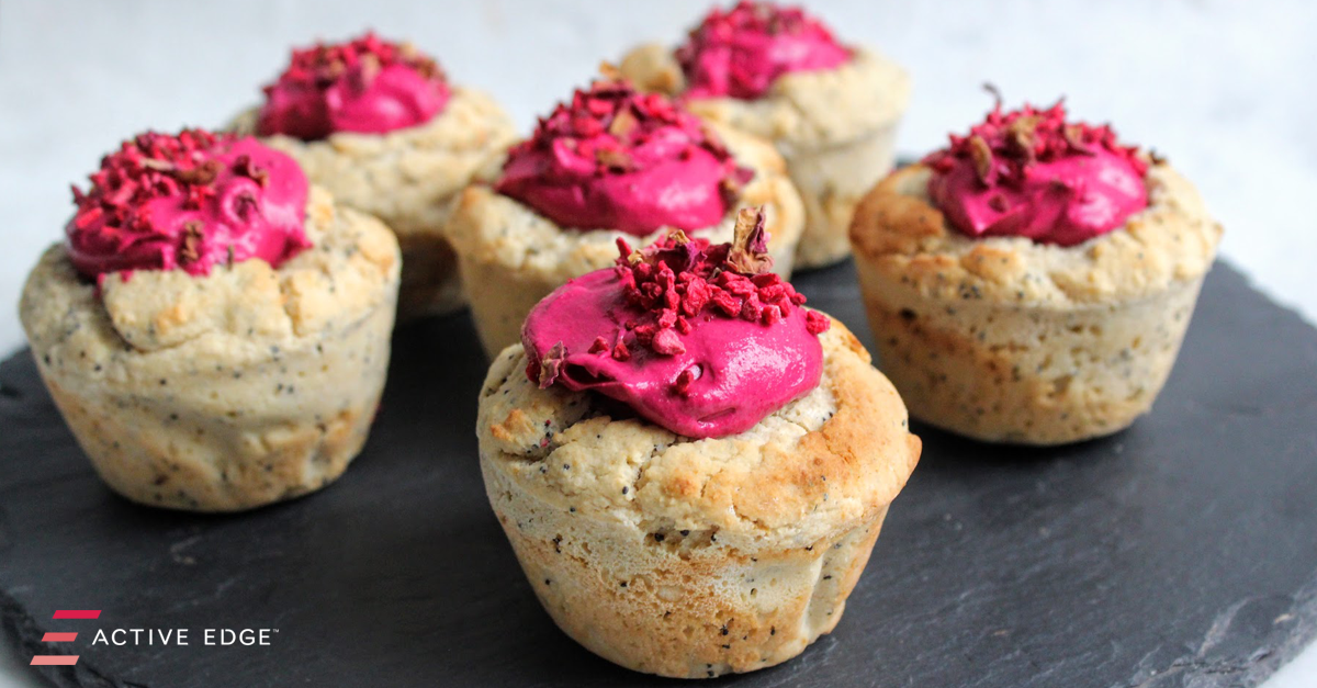 Lemon, Poppy Seed & Raspberry Muffins with BeetActive Icing