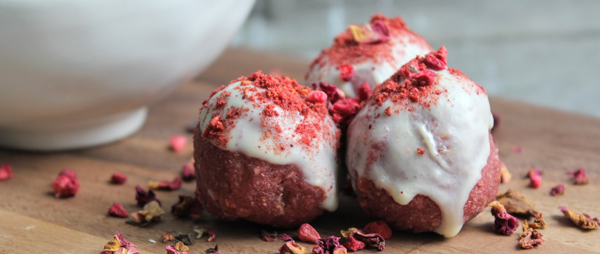 Raw Beetroot, Raspberry & White Chocolate Energy Balls